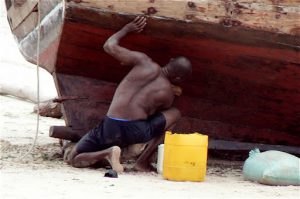 Boat repairs are ongoing.