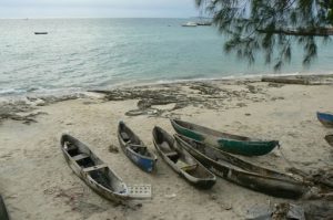 Dugout canoes in Stone Town