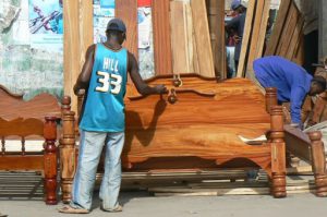 Making beds in the old market.