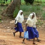 Muslim schoolgirls on the way to school.