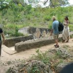 Entry to a cave in the extensive volcanic rocks on