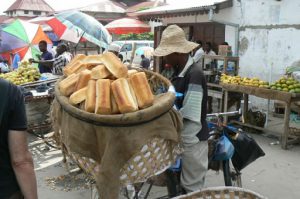 Fresh bread vendor at the old market.