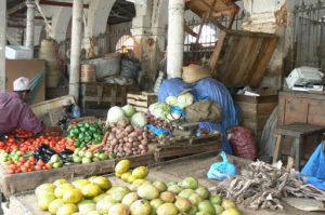 The old market is a jumble of goods