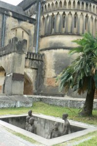 Anglican Christ Church Cathedral and Slave Market Memorial. The world's last