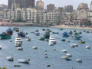 Alexandria - view of the waterfront from Qaitbay Citadel.