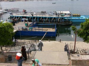 Luxor - tourist boat landing on the Nile