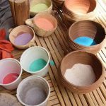 Colored sand for making bottle sand art.