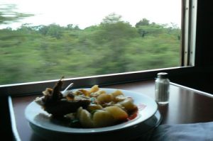 First class dinner service on the Tazara Express!