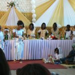 A wedding held in the train station. During a train stop,