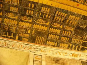 The royal tombs are decorated with scenes from Egyptian mythology