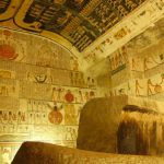 The royal tombs are decorated with scenes from Egyptian mythology