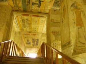 The royal tombs are decorated with scenes from Egyptian mythology