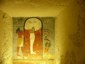 The royal tombs are decorated with scenes from Egyptian mythology