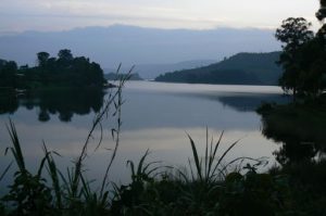 Evening view of the lake from Crater Bay Cottages