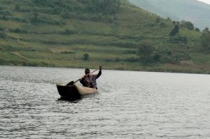 Dugout canoe on the lake