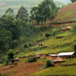 View of the tiny pigmy village on the slopes of