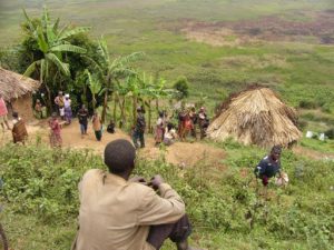 Lake Bunyonyi Pigmy villagers.  These people came from Rwanda duing