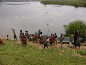 Lake Bunyonyi children greet tourists