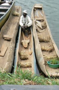 Lake Bunyonyi hand carved canoes with straw seats