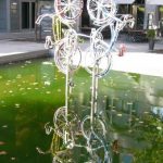 Bicycle fountain sculpture piece