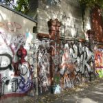 Rough grafitti is abundant in Berlin.