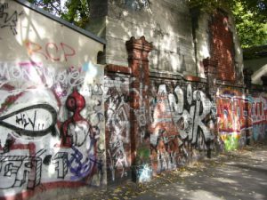 Rough grafitti is abundant in Berlin.