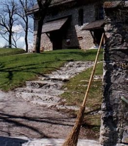 Switzerland - old stone church entry