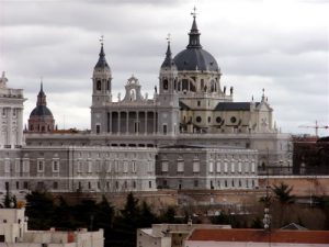 Almudena Cathedral in background Royal Palace in foreground
