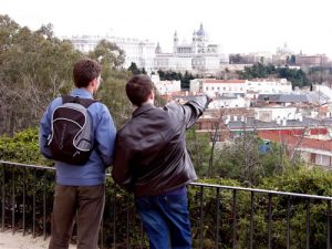 Almudena Cathedral in background Royal Palace in foreground