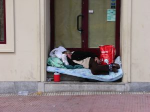 Homeless person in Chueca