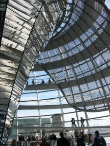 Berlin - the new dome in the restored Reichstag building. After