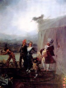 Old painting depicting a theatrical scene