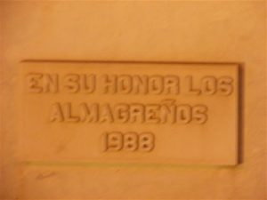 Almagro - inscription on statue dedicated to the lace-makers