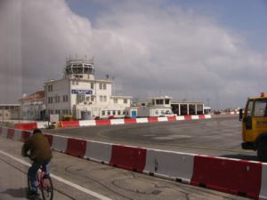 Gibraltar airport runway is traversed by