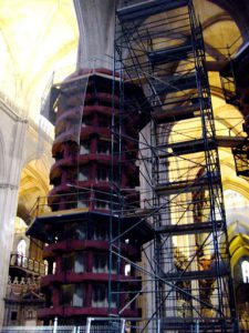 Seville - interior of the cathedral; reinforcing a 500 year-old