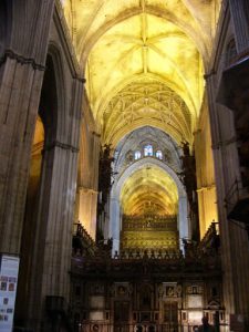 Seville - interior of the cathedral; longest nave in Spain.