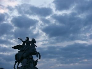 Paris - park statuary against a naturally sculpted sky