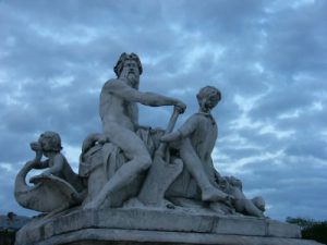 Paris - park statuary against a naturally sculpted sky