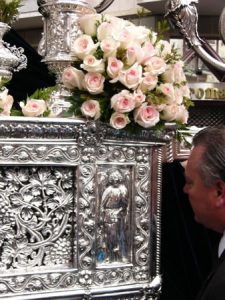 Ornate silver details on a float