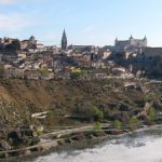 Toledo is surrounded by the River Tajo; Alcazar upper right