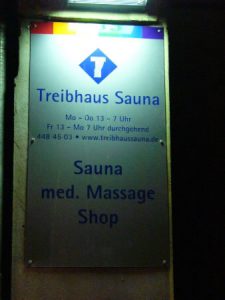 Germany: Gay Berlin - Treibhaus Sauna sign