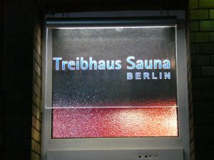 Germany: Gay Berlin - Treibhaus Sauna sign