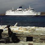 The Greek Islands - photo of inter-island ferry entering Mykonos