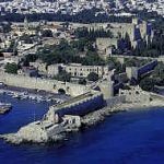Rhodes harbor overview.  Island of Rhodes, a Greek island approximately 18