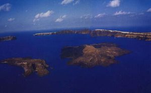 The Greek Islands The island of Santorini. Santorini is essentially what remains