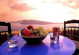 Santorini Sunset with fruit