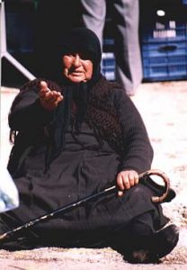 Greece Mainland Beggar woman in Nafplion city, Greece