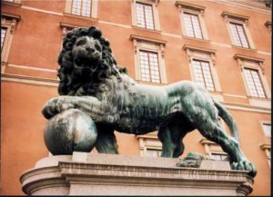 Stockholm: sculpture at the royal palace of the King and