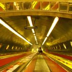 Escalators descending in the