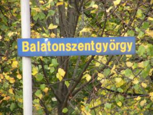 Hungary: Rail Travels - Balatonszentgyorgy sign